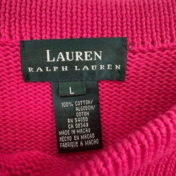 Lauren Ralph Lauren Pink Embroidered Crest Crewneck Knit Sweater - Picture 4 of 10